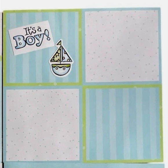 CTMH Premade Scrapbook Layout Page Baby Boy Lot of 9 Paper Diecuts 12x12 - Picture 3 of 8